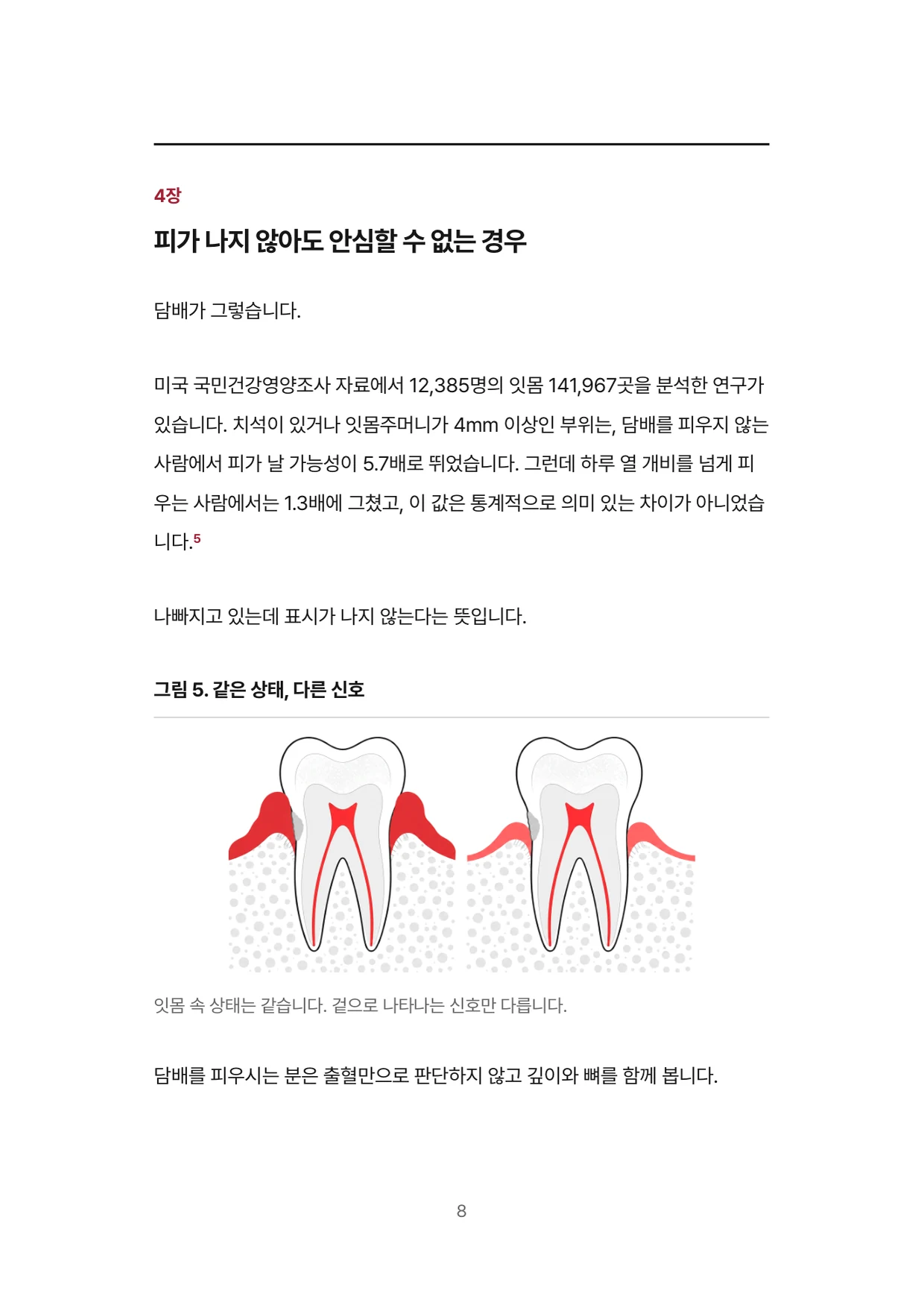 8면 4장 피가 나지 않아도 안심할 수 없는 경우, 같은 상태 다른 신호