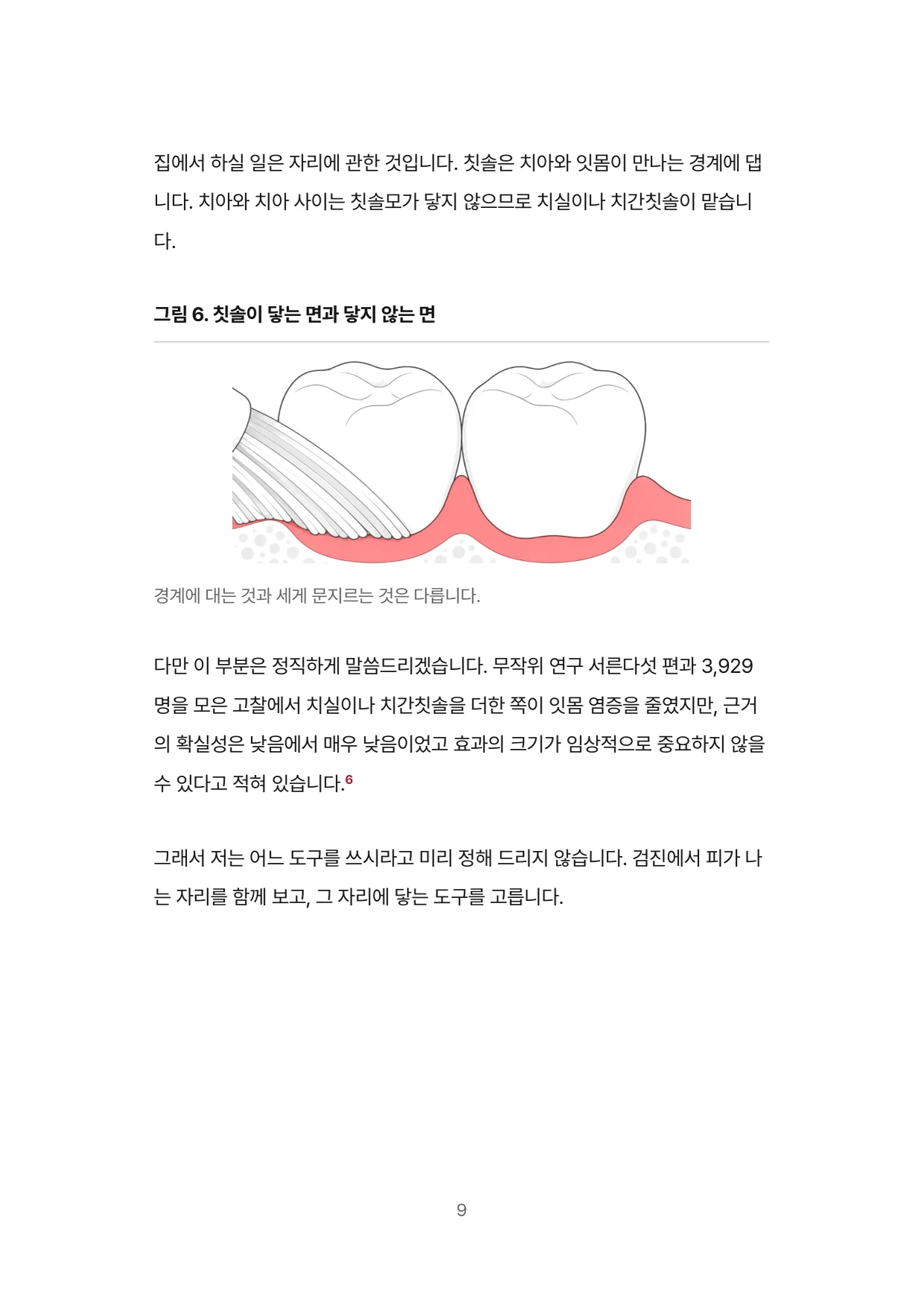 9면 칫솔이 닿는 면과 닿지 않는 면